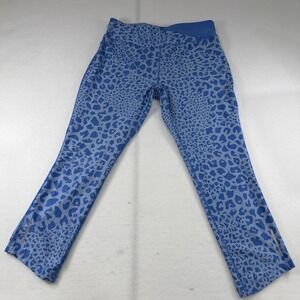 Womens Nike DRI-FIT Leggings Blue Cropped Capri‎ Cheetah Print Size Medium Large